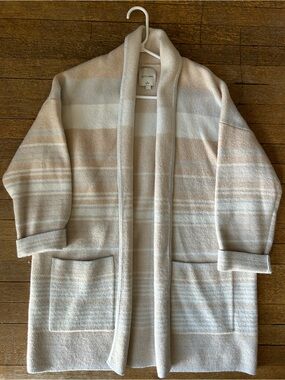Gentle Fawn Cream and Light Tan Striped Open Cardigan